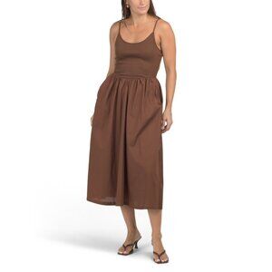 HUNTER & BROWN Brown Ponte Top V-waist Maxi Dress